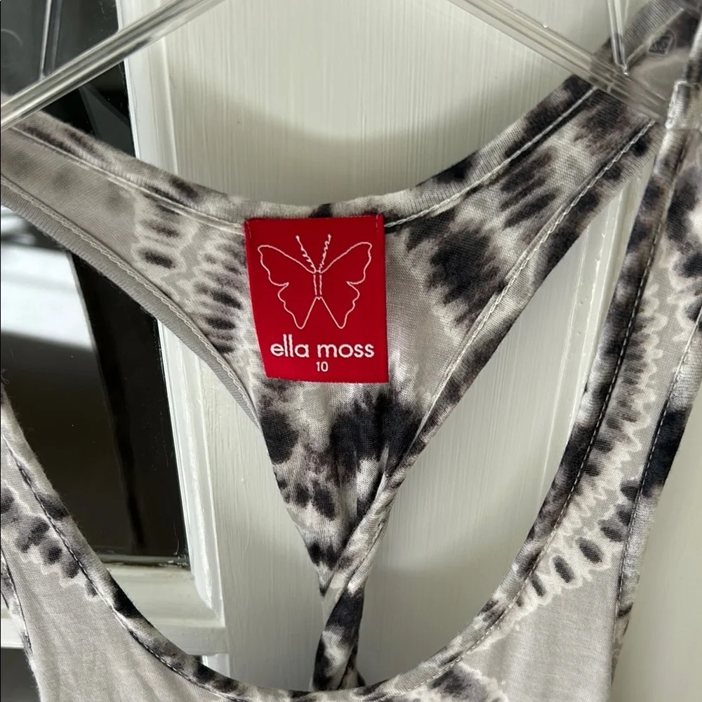 Ella Moss Gray and Black Tie-Dye Halter Sundress Casual🌿